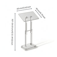 Acrylic Lectern with Wheels Transparent Adjustable Mobile Rolling Lectern for Teachers, Churches