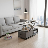 Multi-Functional Lift-Top Side Table Modern Design Storage Cabinet Space-Saving Household Furniture Stable Structure for Apartment Dwellers, Homeowners, Telecommuting Workers, Living Room, Bedroom, Small Areas, Home Office