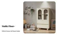 Tall Cabinet with Transparent Doors sturdy Wood Legs for Study, Bedroom, Renters