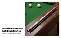 Silver-Toned Trim Pink and White Cue Stick Decorative Graphics Fiberglass Billiard Cue Slim Sports Gear Straight