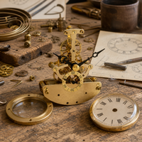 Vintage Gear Skeleton Quartz Clock Movement Mechanism for DIY Clock Repair