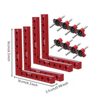 12 Pieces Printed Scale Woodworking Clamp Set Star Knob 90-Degree Clamp Red Body High Precision for Assembly