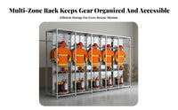 Stainless Steel Turnout Gear Rack Rust Resistant Firefighter Gear Rack Heavy Duty Fire Station Equipment Stand for Firefighters, Emergency Responders