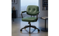 Swivel Office Chair with Armrests Padded Tufted Desk Chair with Wheels Ergonomic for Remote Workers, Students, Study Room