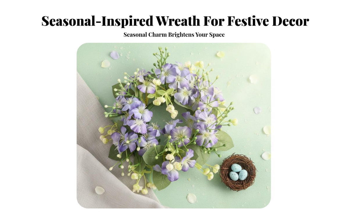 Small Floral Candle Wreath Realistic Look Artificial Flower Wreath for Families, Weddings