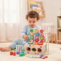 Wooden Shape Sorter with Gears Hands-in Shape Sorting Toy Box Hands-on Learning Wooden Sorting Toy for Daycare