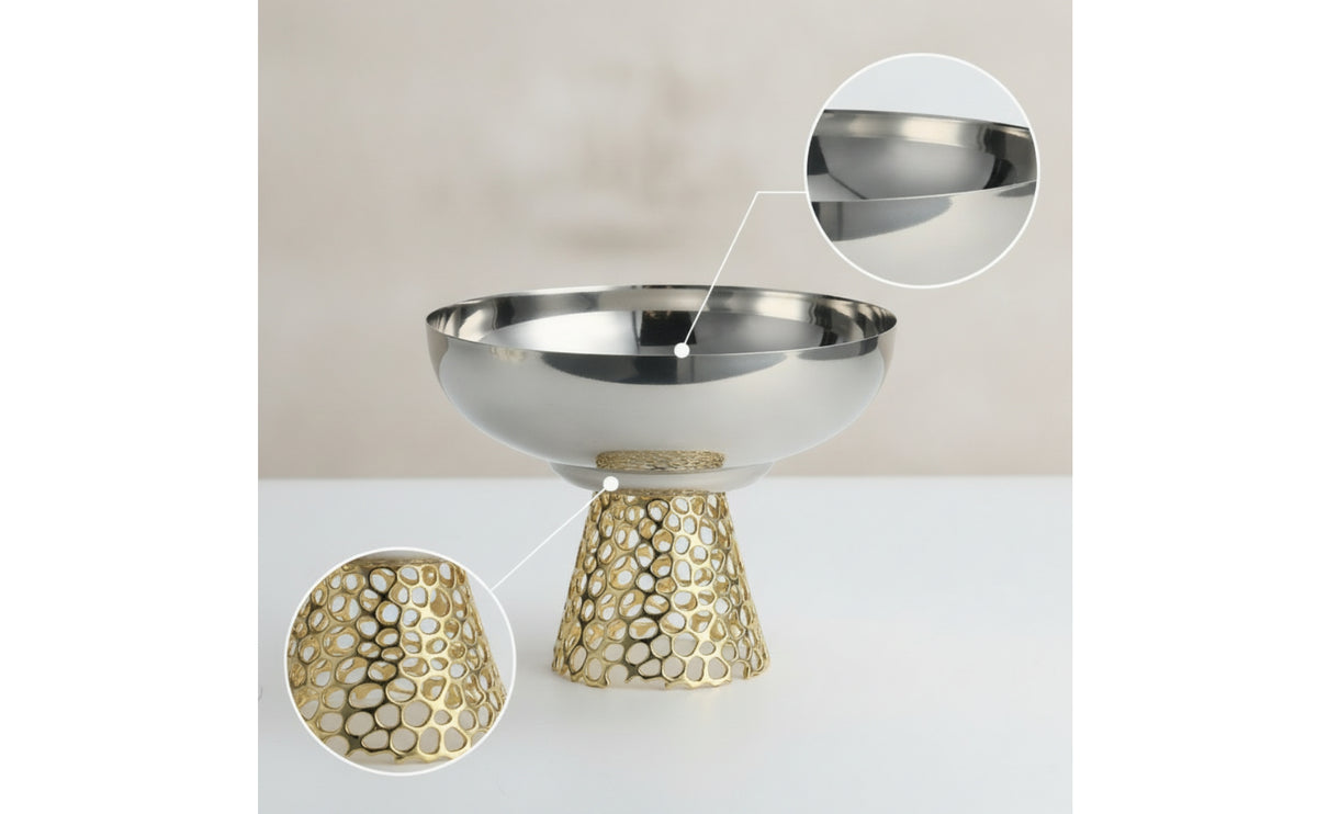 Fruit Bowl with Pedestal Mirror-Polished Pedestal Bowl Decorative for Kitchen