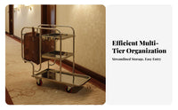 Three-Tier Janitorial Pushtrolley with Side Bag Quiet Casters Housekeeping Trolley Easy Maneuverability Maintenance Trolley for Janitors, Hotels