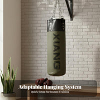 Easy to Fill Hanging striking bag sturdyDuty Unfilled Hanging bag Stress Relief martial Training Tool for Athletes, Beginners, Professionals, Dojo, Gym, Strength Building