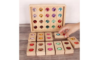 20 Pieces Acrylic Blocks with Wooden Tray Faceted Gem Blocks Sorting Building Piece Set for Classroom
