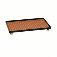Faux Leather Tray Multi-Functional Tray with Ball Feet Home Decor for Vanity, Dresser, Countertop