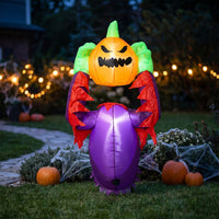 Inflatable Pumpkin Creature Halloween Inflatable Jack-O'-Lantern Yard Decoration Inflate Outdoor for Lawn, Front Porch