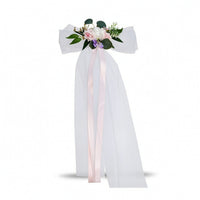Romantic Artificial Flower Decoration with Veil Elegant Wedding Car Decoration Universal Decorations Easy-Install for Brides