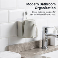 Wall Mounted Toothbrush Holder No Drill Set, Toothbrush Rack for Family, Apartment Decor Toilet Organizer Bathroom Accessories