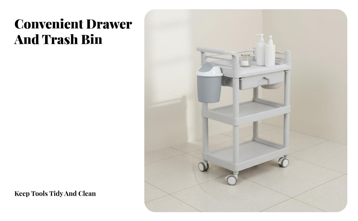Mobile Instrument Stand Multi-Tier Storage Salon Rolling Stand Esthetician Trolley Cart Effortless Mobility for Ink Work Artists