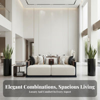 Light Luxury Modern Chinese aesthetic Couch Wooden details Living Room Set Sturdy and long-lasting Lounge Seating Comfortable Cushioning for Interior Designers, Business Owners, Apartment Dwellers, private lounge, Lobby, Reception Area