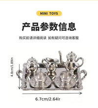 Dollhouse Miniature Alloy Tea Set for Dollhouse Kitchen