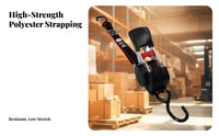 High-Strength Strap Retractable Ratchet Strap Tangle Tangle-Resistant Ratchet Cargo Strap with Hooks Ergonomic Handle for Vehicle, Trailers