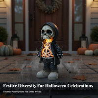 Halloween Resin Statue Detailed Craftsmanship Light up Horror Detailed Sculpture Details Halloween Collectible Statue for Collectors, Garden, Yard