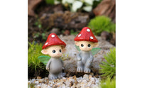 2 Pieces Miniature Cute Fungus Fairy Figurine Decorative Fungus Fairy Statue Hand-Painted Long-Lasting for Bonsai