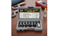14 Pieces Hex Bit Socket Set Precision-Machined Hex Bit Socket Set with Storage Case Professional Tool for Handymen, Garage