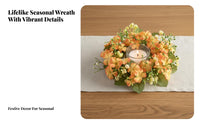 Small Floral Candle Wreath Realistic Look Artificial Flower Wreath for Families, Weddings