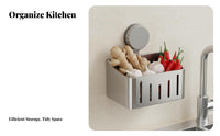 Ginger Garlic Storage Box Drill Installation Suction Cup Hanging Basket Space Saving Wall Mounted Storage Basket for Renters, Washroom, Shower
