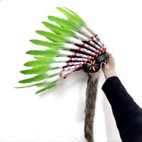 Geometric Embroidery Embroidered Feather Headdress Plush-Like Ties Feather Headdress Multicolored Headpiece Lightweight for Stage Performance, Photo Props