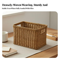 Imitation Rattan Basket Easy to Clean Rectangular Woven Basket Imitation Rattan Storage Bin Decorative Home Decor Large Capacity