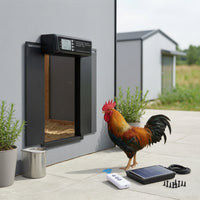 Programmable Timer Automatic Chicken Door Light Sensing Chicken Coop Door with Solar Panel Waterproof for Poultry Farmers
