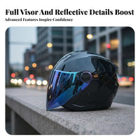 Retro Double Lens Design Vintage Shell Guarding Headwear for Men, Adults, Daily Commuting, Long-Distance Riding, Outdoor