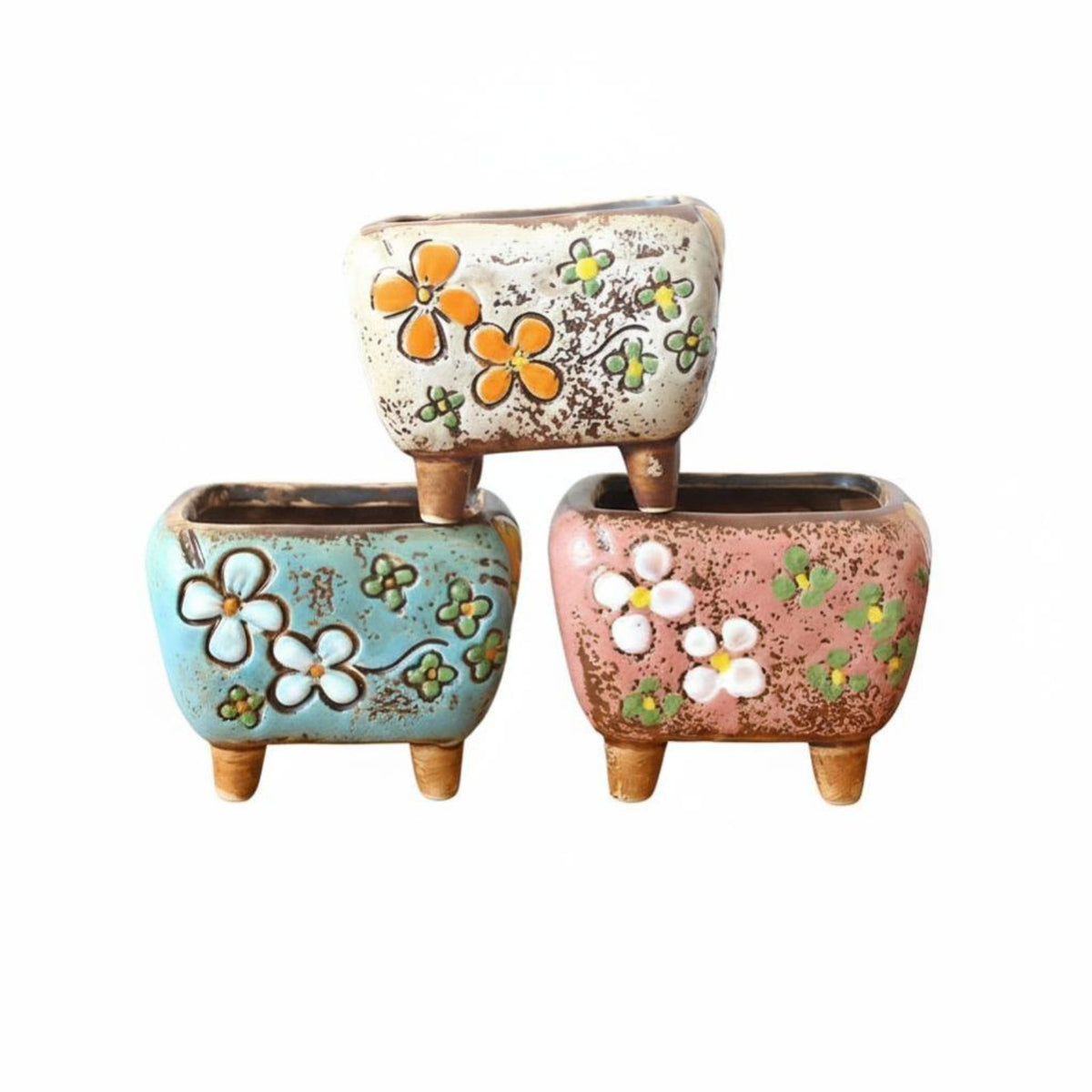 Hand-Painted Korean Pot, Ceramic Nursery Container, Multiple Sizes, Random Pattern