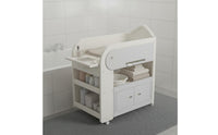 All-in-Single Design Infant Changing Table with Bath Height Adjustable Mobile Changing Table Large Storage Capacity Nursery Furniture for Newborns