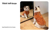 Leash Attachable Warm Cat Jacket Soft & Comfortable Winter Harness Vest Easy On Removable for Young Dogs, Cold Weather, Autumn