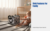 Black and Cream Visual Stimulation Crinkle Book, Infant Cloth Book, Cognitive Toy, Interactive Early Learning