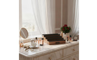 Stepped Display Rack with Drawer Wooden Perfume Stand Rectangular Cosmetic Display Stand for Dresser