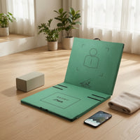 Foldable Workout Mat with Alignment Lines Compact Tri-Fold Exercise Mat Easy to Carry Cushioned for Home Gym
