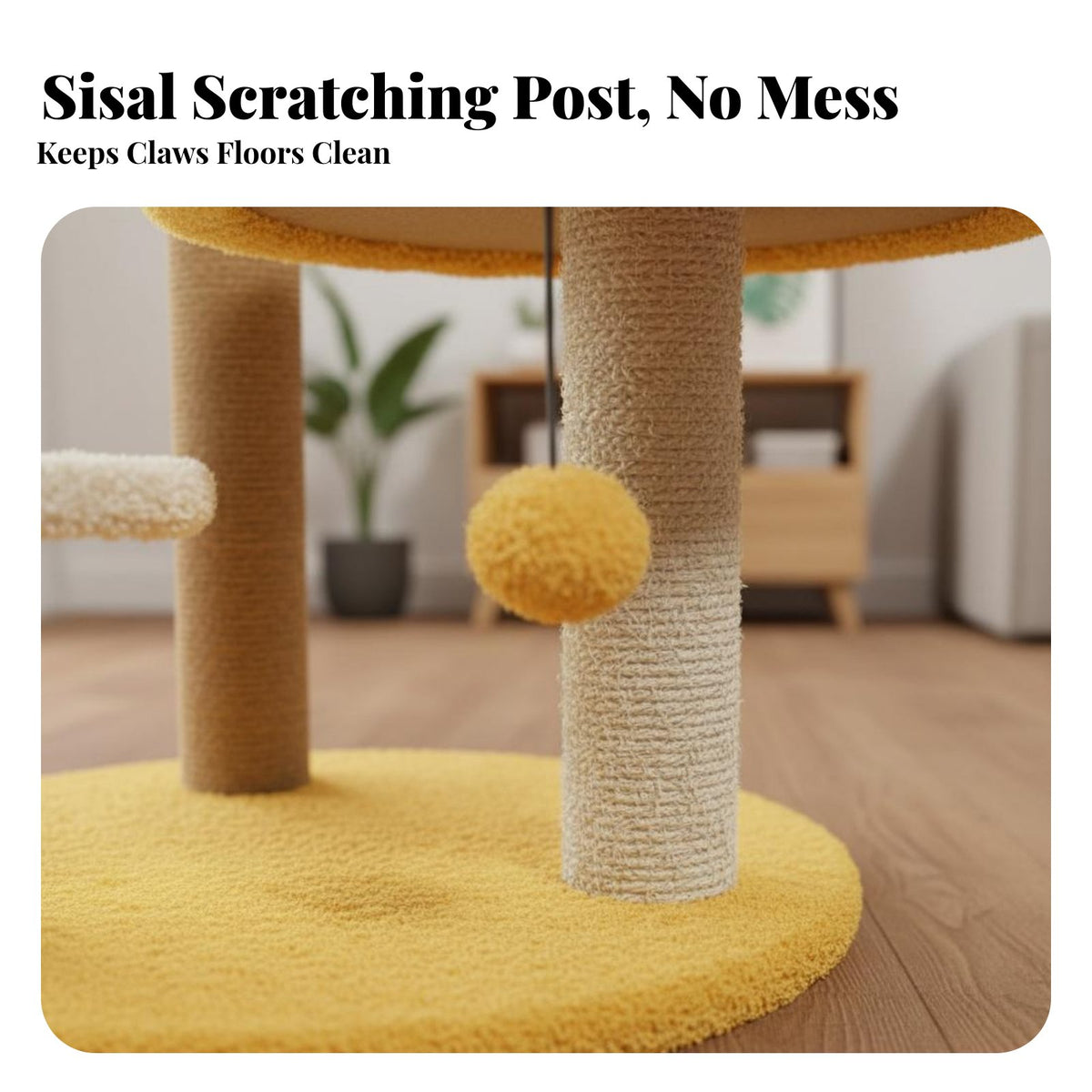 Space-Saving Coconut Tree Feline Climber Includes Play Toys Small Feline Tree with Perch Natural Sisal Scratcher Scratching Post Multifunctional for Kitten Owners, Apartment Dwellers, Indoor, Indoors, Living Room, Bedroom