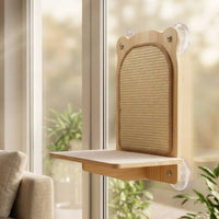 Wooden Feline Scratching Shelf Space-Saving Pet Furniture Elevated Resting Place