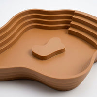 Large Turtle Basking Area and Water Bowl with Ramp, Reptile Bathing Basin for Tortoises, Decorative Reptile Accessories, 24.5cm Size