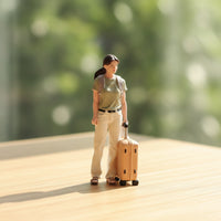 Voyager Figurine Resin Miniature with Suitcase Realistic Diorama Figure for Hobbyists, Collectors