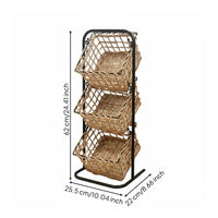 Wicker Basket Stand Handwoven Baskets Snack Organizer Stand Sturdy Construction