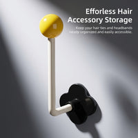Hair Tie Holder for Wall Mount, Strong Adhesive Accessory Organizer for Women, Clip Hooks for Towels in Shower, ABS Heavy Duty 1-3kg