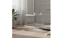 Dual Use Hanging Acrylic Bird Bath Lightweight Hanging Acrylic Bird Feeder Crack Resistant Parrot Feeder Box Easy to Install for Parrots, Small Birds, Aviary