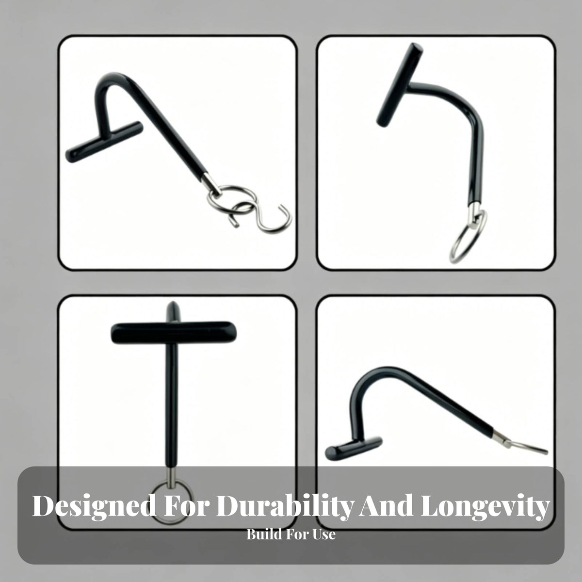 Curved Metal Shaft Car Dent Repair Support Tool Hook and Loop Hooked Pry Bar Compact T-Handle Pry Bar Black