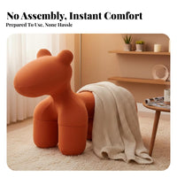 Playful Design Equine-Shaped Ottoman Padded Seat Creature-Shaped Ottoman Soft Covering Room Decor High Load Capacity for Children, Toddlers, Parents, Playroom, Nursery, Bedroom, Retail Display