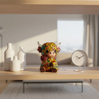 Cow Night Illuminating LED Stained-Glass Bovine Lamp USB-Powered Home Decoration
