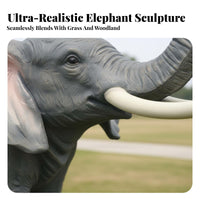 Fiberglass Elephant Model Weather Resistant Realistic Elephant Sculpture Handmade Large Lawn Ornament for Homeowners, Gardeners, Gardens, Parks, Lawns