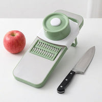 Mandoline Vegetable Slicer, 5-in-1 Vegetable Cutter with Stainless Steel Blades, Precision Grater for Salads & Raw Food Platters, White/Silver