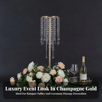 Elegant Crystal Bead Flower Pedestal | Polished metal Finish, Sparkling, for Weddings